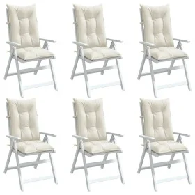 Cojines silla respaldo alto 6 uds tela crema melange 120x50x7cm by , Cushions for chairs and sofas - Ref: Foro24-4002354, Pri...