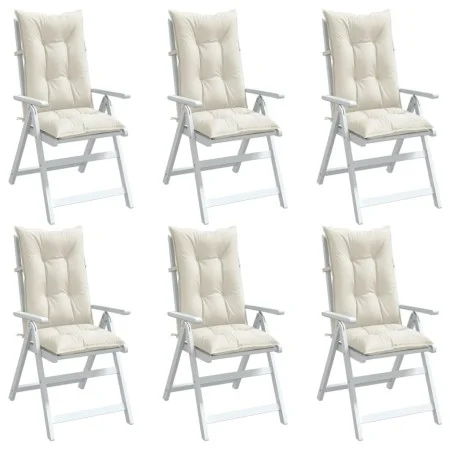 Stuhlkissen mit hoher Rückenlehne, 6 Stück, cremefarbener Melange-Stoff, 120x50x7cm. von , Kissen für Stühle und Sofas - Ref:...
