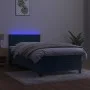 Box spring bed with mattress and LED dark blue velvet 80x200 cm by , Beds and slatted bases - Ref: Foro24-3134433, Price: 256...