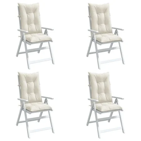High back chair cushions 4 pcs cream melange fabric 120x50x7cm by , Cushions for chairs and sofas - Ref: Foro24-4002353, Pric...