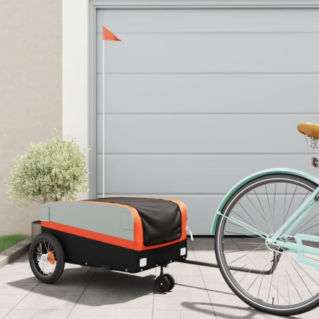 Schwarz-orangefarbener Fahrradanhänger aus Eisen, 30 kg von , Fahrradanhänger - Ref: Foro24-94054, Preis: 84,13 €, Rabatt: %