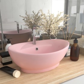 Lavabo lujoso con rebosadero cerámica rosa mate 58,5x39 cm