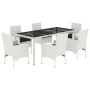 Garden dining set 7 pieces with white glass synthetic rattan cushions by , Garden sets - Ref: Foro24-3278583, Price: 581,72 €...
