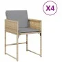 Gartensofas mit Kissen, 4 Stück, aus synthetischem Rattan in Beige-Mix. von , Gartenstühle - Ref: Foro24-4007481, Preis: 208,...