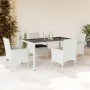 Garten-Essgruppe, 5-teilig, mit synthetischem Rattan, weißen Kissen und Glasplatte. von , Gartensets - Ref: Foro24-3278581, P...