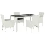Set comedor jardín 5 pzas cojines ratán sintético vidrio blanco by , Garden sets - Ref: Foro24-3278581, Price: 423,68 €, Disc...