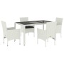 Set comedor jardín 5 pzas cojines ratán sintético vidrio blanco de , Conjuntos de jardín - Ref: Foro24-3278581, Precio: 384,9...