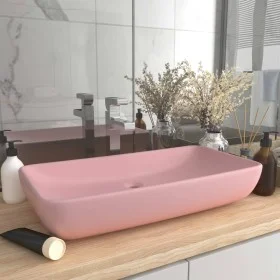 Luxury rectangular matte pink ceramic washbasin 71x38 cm by vidaXL, Sinks - Ref: Foro24-146955, Price: 63,89 €, Discount: %
