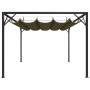 Cenador de jardín con techo retráctil gris taupe 3x3m 180 g/m²