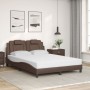 Bed with brown synthetic leather mattress 140x200 cm by , Beds and slatted bases - Ref: Foro24-3208798, Price: 426,31 €, Disc...