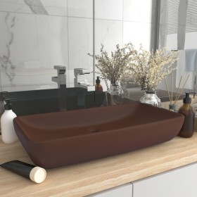 Matte dark brown rectangular ceramic luxury washbasin 71x38 cm by vidaXL, Sinks - Ref: Foro24-146962, Price: 82,76 €, Discoun...