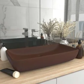 Matte dark brown rectangular ceramic luxury washbasin 71x38 cm by vidaXL, Sinks - Ref: Foro24-146962, Price: 82,10 €, Discoun...