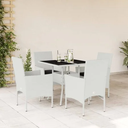 Garden dining set 5 pieces with white glass synthetic rattan cushions by , Garden sets - Ref: Foro24-3278614, Price: 359,14 €...