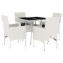 Garden dining set 5 pieces with white glass synthetic rattan cushions by , Garden sets - Ref: Foro24-3278614, Price: 331,33 €...