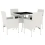 Garden dining set 5 pieces with white glass synthetic rattan cushions by , Garden sets - Ref: Foro24-3278614, Price: 359,14 €...