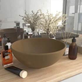 Luxury round matte cream ceramic washbasin 32.5x14 cm by vidaXL, Sinks - Ref: Foro24-146974, Price: 51,00 €, Discount: %