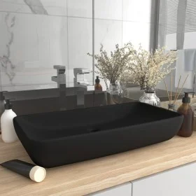 Matte black rectangular ceramic luxury washbasin 71x38 cm by vidaXL, Sinks - Ref: Foro24-146964, Price: 111,16 €, Discount: %