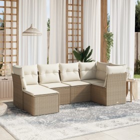 Gartensofa-Set mit 6-teiligen Kissen aus synthetischem Rattan in Beige. von , Gartensets - Ref: Foro24-3263174, Preis: 410,18...