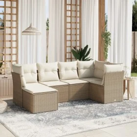Gartensofa-Set mit 6-teiligen Kissen aus synthetischem Rattan in Beige. von , Gartensets - Ref: Foro24-3263174, Preis: 426,07...