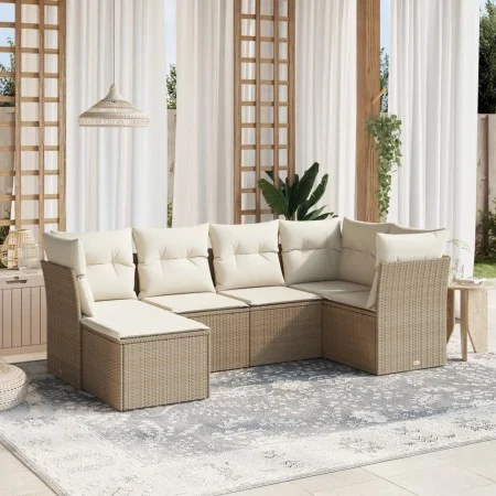Juego de sofás jardín con cojines 6 pzas ratán sintético beige by , Garden sets - Ref: Foro24-3263174, Price: 426,07 €, Disco...