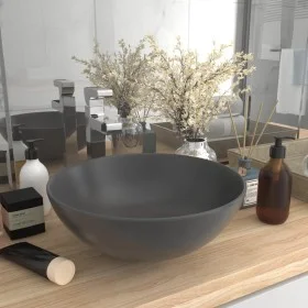 Lavabo de cuarto de baño redondo cerámica gris oscuro de vidaXL, Lavabos - Ref: Foro24-146983, Precio: 47,06 €, Descuento: %