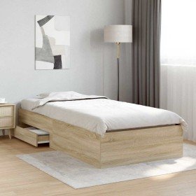 Estructura de cama Marrón 90 x 190 cm Madera contrachapada