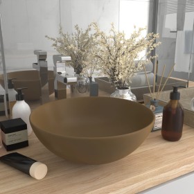 Matte Cream Ceramic Round Bathroom Sink by vidaXL, Sinks - Ref: Foro24-146985, Price: 64,03 €, Discount: %