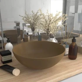 Matte Cream Ceramic Round Bathroom Sink by vidaXL, Sinks - Ref: Foro24-146985, Price: 62,86 €, Discount: %