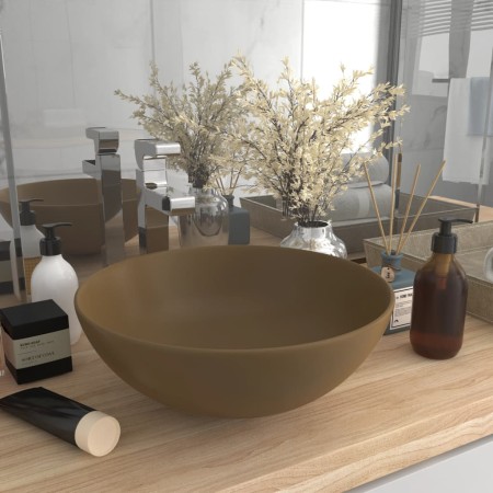 Matte Cream Ceramic Round Bathroom Sink by vidaXL, Sinks - Ref: Foro24-146985, Price: 64,03 €, Discount: %