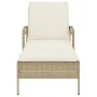 Liegestuhl mit beigem Kunststoff-Rattankissen 63x200x81 cm. von , Liegen - Ref: Foro24-368303, Preis: 179,46 €, Rabatt: %
