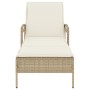 Tumbona con cojín ratán sintético beige 63x200x81 cm by , Loungers - Ref: Foro24-368303, Price: 164,87 €, Discount: %