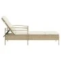 Tumbona con cojín ratán sintético beige 63x200x81 cm de , Tumbonas - Ref: Foro24-368303, Precio: 180,52 €, Descuento: %