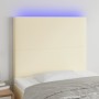 Cabecero con luces LED cuero sintético crema 80x5x118/128 cm