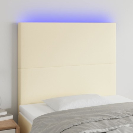Cabecero con luces LED cuero sintético crema 80x5x118/128 cm