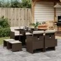 Essgruppe für den Garten, 9-teilig, mit braunen Kissen aus synthetischem Rattan. von , Gartensets - Ref: Foro24-3277724, Prei...