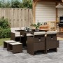 Set comedor para jardín 9 pzas y cojines ratán sintético marrón by , Garden sets - Ref: Foro24-3277724, Price: 414,74 €, Disc...