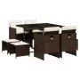 Set comedor para jardín 9 pzas y cojines ratán sintético marrón by , Garden sets - Ref: Foro24-3277724, Price: 456,96 €, Disc...
