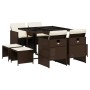 Set comedor para jardín 9 pzas y cojines ratán sintético marrón by , Garden sets - Ref: Foro24-3277724, Price: 414,74 €, Disc...