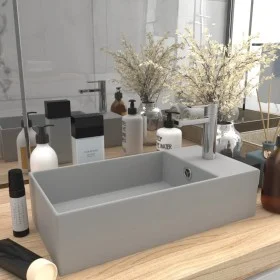 Light gray ceramic sink with overflow by vidaXL, Sinks - Ref: Foro24-146993, Price: 64,14 €, Discount: %