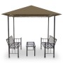 Quiosco de jardín mesa y bancos gris taupe 180g/m² 2,5x1,5x2,4m