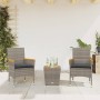 Mesita y sillas con cojines 3 pzas ratán sintético vidrio gris by , Garden sets - Ref: Foro24-3278746, Price: 204,84 €, Disco...