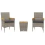 Mesita y sillas con cojines 3 pzas ratán sintético vidrio gris by , Garden sets - Ref: Foro24-3278746, Price: 197,97 €, Disco...