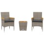 Mesita y sillas con cojines 3 pzas ratán sintético vidrio gris by , Garden sets - Ref: Foro24-3278746, Price: 204,84 €, Disco...