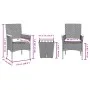 Mesita y sillas con cojines 3 pzas ratán sintético vidrio gris by , Garden sets - Ref: Foro24-3278746, Price: 197,97 €, Disco...