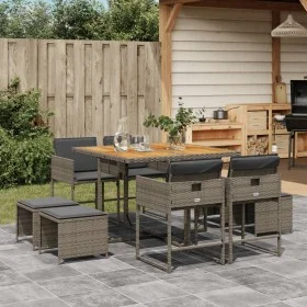 Garten-Essgruppe, 9-teilig, mit grauen Polstern aus synthetischem Rattan. von , Gartensets - Ref: Foro24-3278089, Preis: 478,...