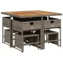 Set comedor jardín 9 pzas y cojines ratán sintético gris by , Garden sets - Ref: Foro24-3278089, Price: 446,59 €, Discount: %