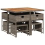 Set comedor jardín 9 pzas y cojines ratán sintético gris by , Garden sets - Ref: Foro24-3278089, Price: 371,80 €, Discount: %