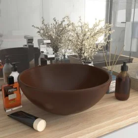 Luxury round dark brown matte ceramic sink 32.5x14 cm by vidaXL, Sinks - Ref: Foro24-146973, Price: 48,23 €, Discount: %