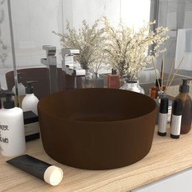 Matte dark brown ceramic round luxury washbasin 40x15 cm by vidaXL, Sinks - Ref: Foro24-147017, Price: 68,06 €, Discount: %