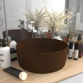 Matte dark brown ceramic round luxury washbasin 40x15 cm by vidaXL, Sinks - Ref: Foro24-147017, Price: 67,08 €, Discount: %